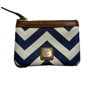 Dooney & Bourke Navy and White Chevron Wristlet